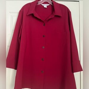 TanJay button down quarter sleeve tunic size large. Deep red.